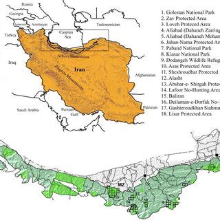 Map of the Hyrcanian forest, presenting the selected study sites in ...