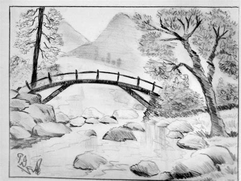 Landscape Sketch Drawing Beautiful Art - Drawing Skill