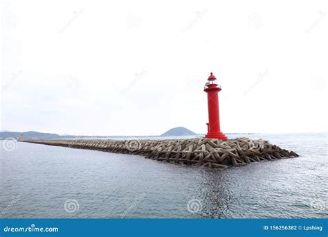 Beautiful Red Lighthouse of Udo Island in Jeju, Korea, Udo Island Was ...