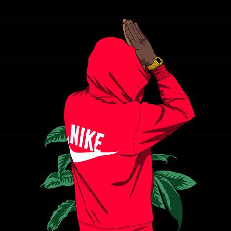 Download Red Hoodie Nike Cartoon Wallpaper | Wallpapers.com