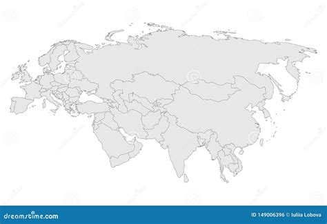 Eurasia. Contour Map. Countries and Islands. Vector Stock Vector ...