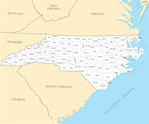 North Carolina County Map • Mapsof.net