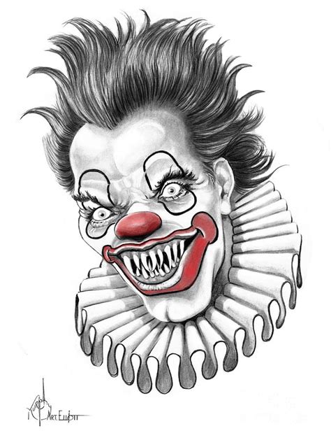 Evil Clown Drawing by Murphy Elliott - Pixels