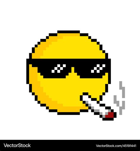 Thug life emoticonthug life emoji pixel art Vector Image