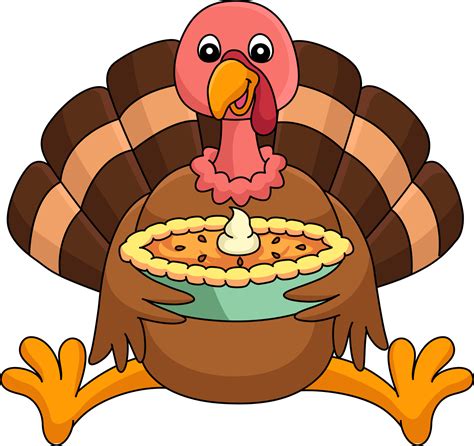 Thanksgiving Turkey Holding A pie Cartoon Clipart 8208893 Vector Art at ...