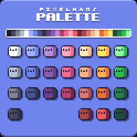 pixelland palette with different colors and shapes