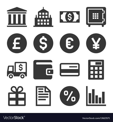 Banking and finance icons set Royalty Free Vector Image