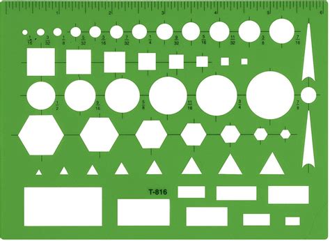 Technical Drawing Template (T-816), Opening for circles, squares ...