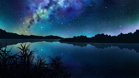 Amazing Starry Night Over Mountains and River Wallpaper, HD Nature 4K ...