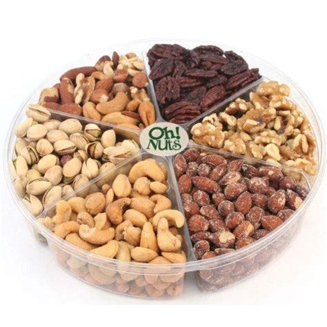 Oh! Nuts Freshly Roasted Holiday Nuts Gift Basket, Nut Gift Tray 6 ...