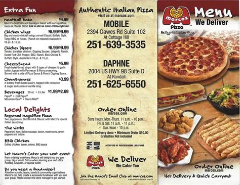 Marco's Pizza Printable Menu