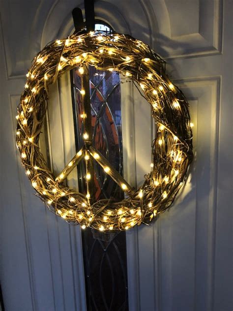 Lighted Peace Wreath Peace Wreath Lighted Peace Sign wreath | Etsy