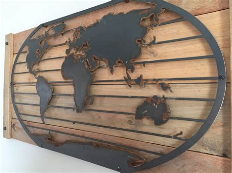 Rustic Metal World Map Magnetic World Map Large World Map World Map ...