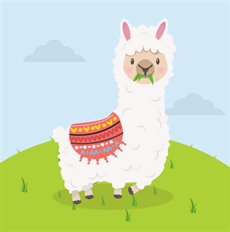 Cute alpaca eat grass cartoon 661178 Vector Art at Vecteezy