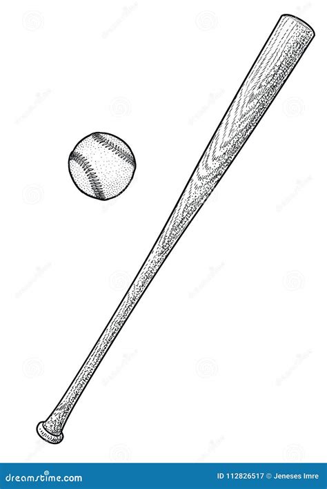 Baseball Bat, Ball Illustration, Drawing, Engraving, Ink, Line Art ...