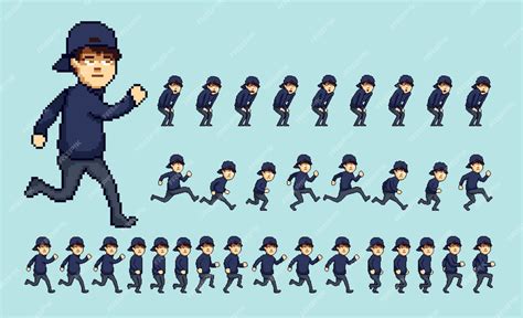 Premium Vector | Boy teenager chracter pixelart animation spritesheet ...