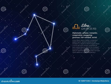 Libra Zodiacal Constellation with Bright Stars Stock Vector ...