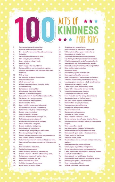 100 Acts of Kindness for Kids | Coffee Cups and Crayons