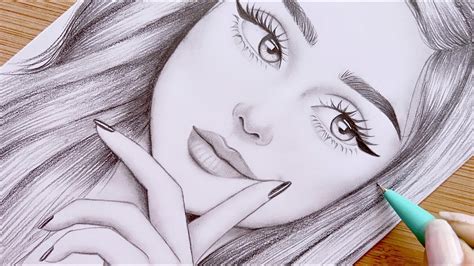 Pencil Sketch Girl Face