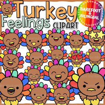 Turkey Feelings Clipart - Thanksgiving Clipart - Cute Turkey Clipart