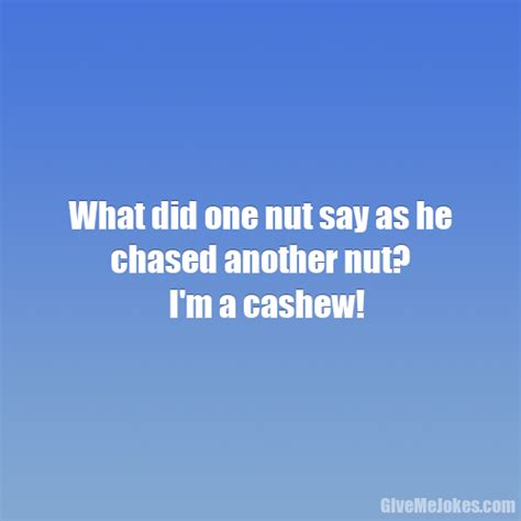 What did one nut say as he chased another nut? I'm a cashew! | Give me ...