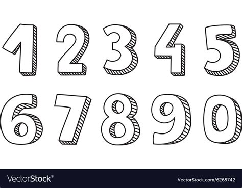 Hand drawn numbers isolated on white background Vector Image