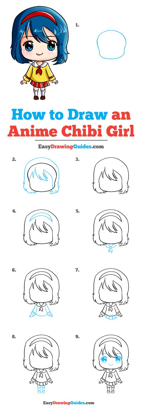 How to Draw an Anime Chibi Girl - Really Easy Drawing Tutorial | Girl ...