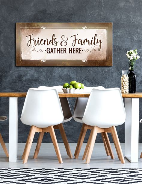 Home Wall Art: Friends & Family Gather Here (Wood Frame Ready To Hang ...