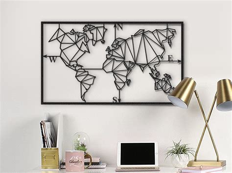 Metal World Map - 9023 Metal Wall Art and Travel Map, Interior Wall ...