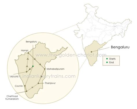 Route Map of the Golden Chariot Train Tour