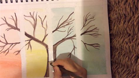 The four seasons tree painting - YouTube