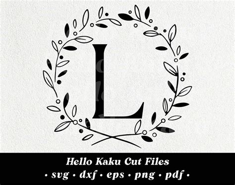 Letter L Initial Monogram SVG, Initial Monogram Wreath, Monogram ...