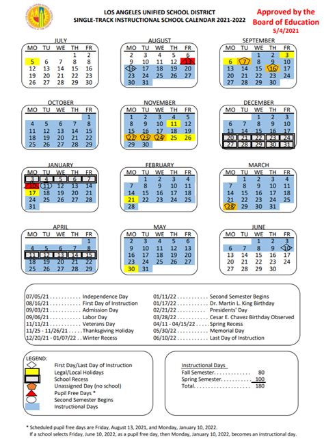 LAUSD 2021-22 Calendar approved