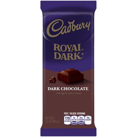 Cadbury Royal Dark Indulgent Dark Chocolate, Semi-Sweet, 3.5 oz (99 g ...