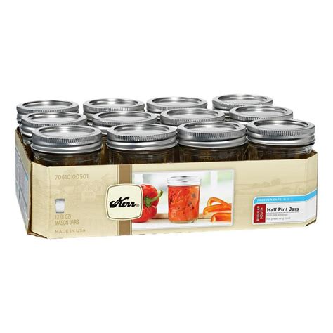 Kerr Canning Jars, Regular Mouth Half-Pint (8 oz.) Mason Jars with Lids ...