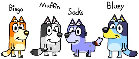 Bingo, Muffin, Socks, And Bluey! : r/bluey