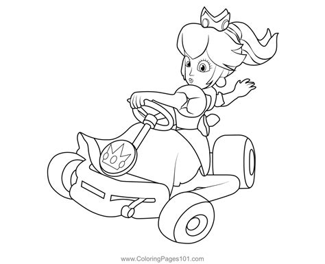 Princess Peach Mario Kart Coloring Page for Kids - Free Mario Kart ...