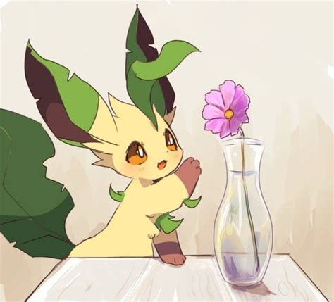 Leafeon finds the flowers pretty by sylveon066 on DeviantArt