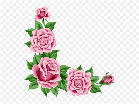 Pink Flower Border Clipart Graphic Royalty Free Download - Rose Corner ...