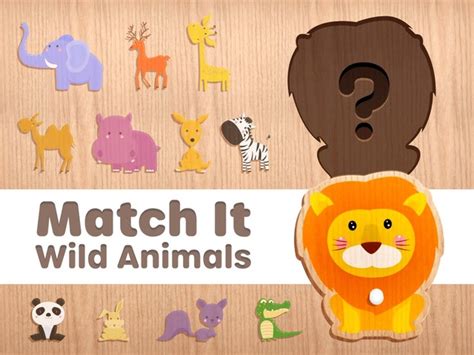 Match It. Wild Animals Free Games online for kids in Nursery by Tiny Tap