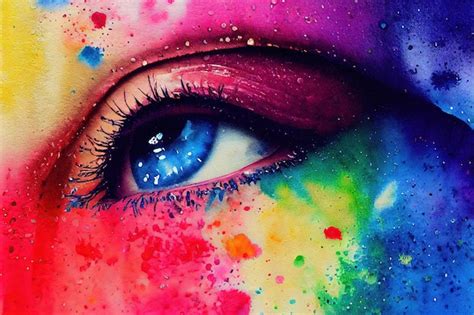 Premium Photo | Eye in rainbow colors digital art style illustration ...