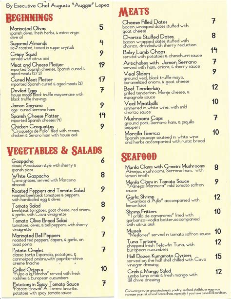 Torero Tapas Bar and Grill Menu - Urbanspoon/Zomato