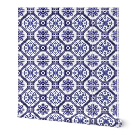 blue-tile-pattern2023 Wallpaper | Spoonflower