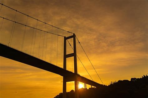 Premium Photo | Cablestayed bridge across the bosphorus at sunset