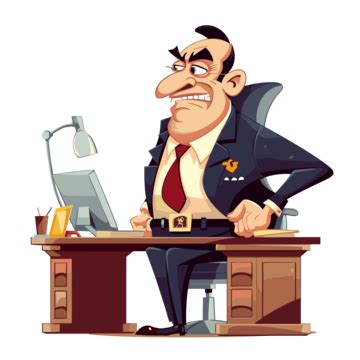 Boss Clipart Cartoon Image Of Big Boss Sitting In The Office Desk ...