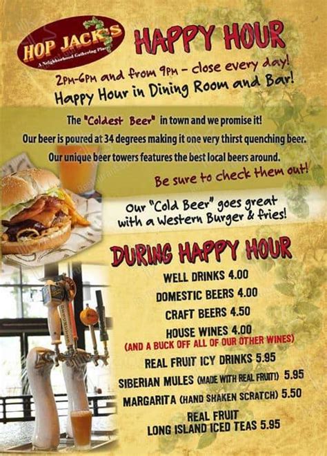 Menu at Hops n Drops pub & bar, Maple Valley