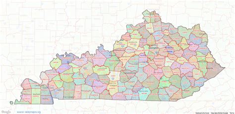 Multi Color Kentucky Map With Counties, Capitals, And Major Cities ...