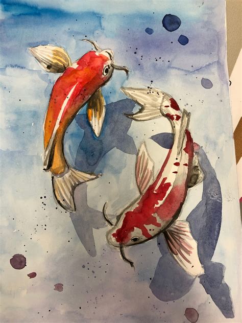 Koi Fish Watercolor Drawing ~ Watercolor Koi Fish Tattoos Tattoo Print ...