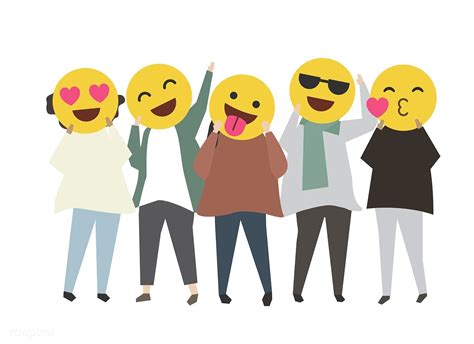 People with happy emotion emoticons illustration | premium image by ...