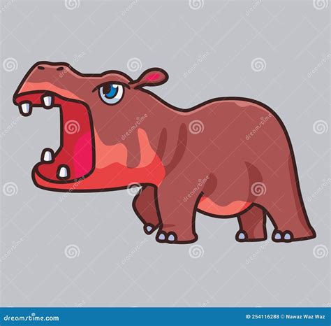 Cute Cartoon Hippopotamus Angry. Isolated Cartoon Animal Illustration ...